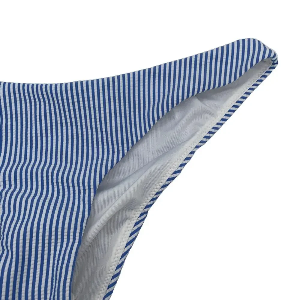 New J. Crew Seersucker Striped Hipster Bikini Swim Bathing Suit Bottom Medium